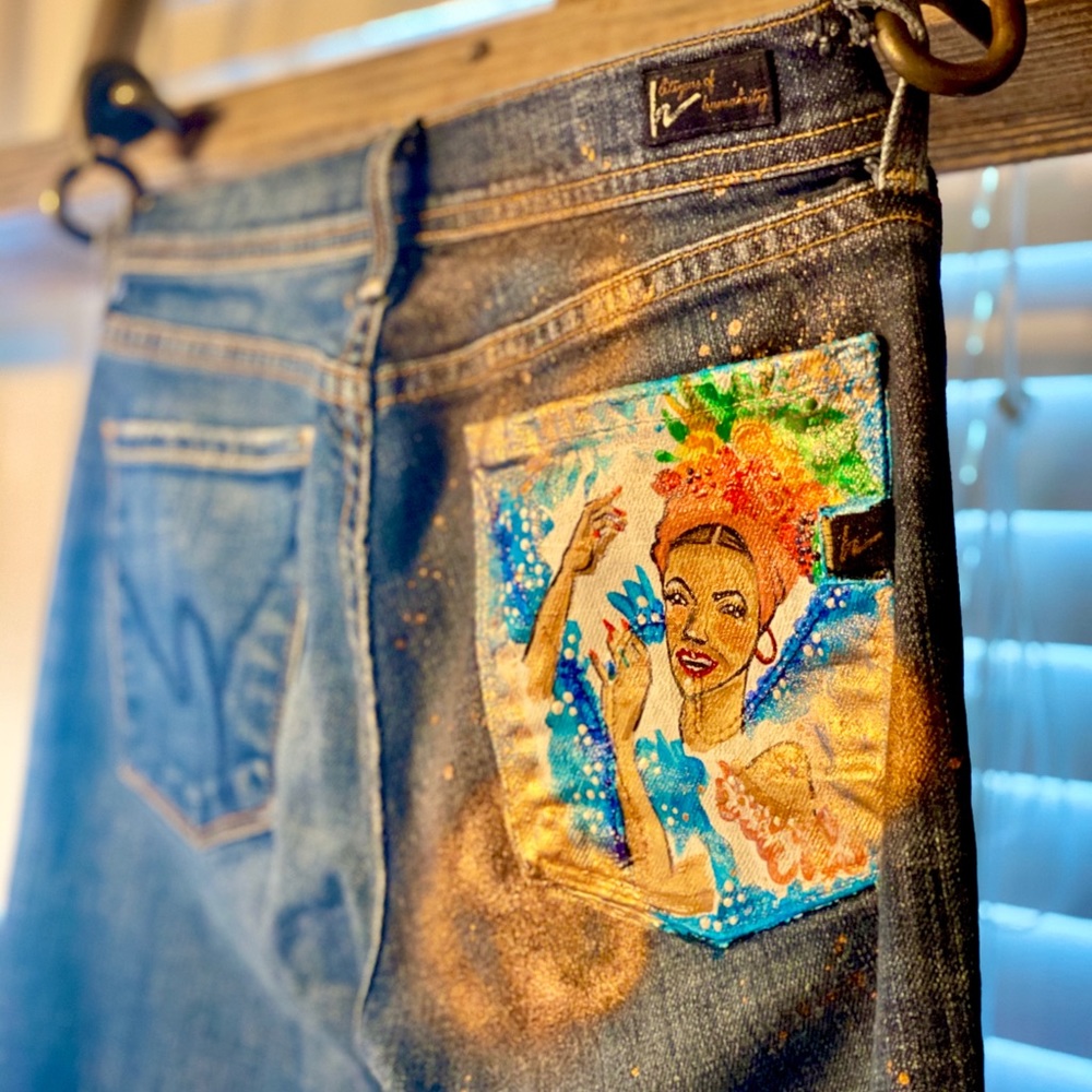 🎨 Handpainted CoH Ingrid Jeans Size 27 Brazil B2